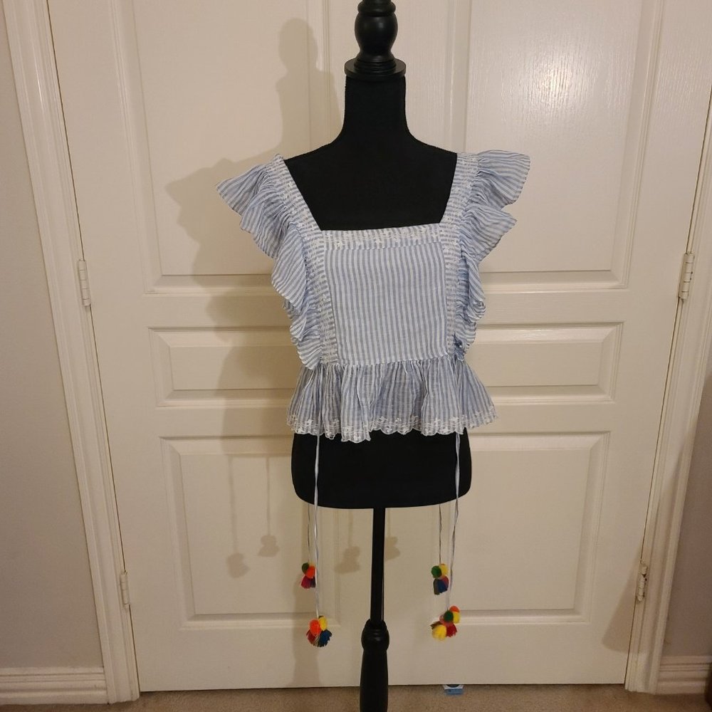 Zara Lace Pin-Striped Blouse